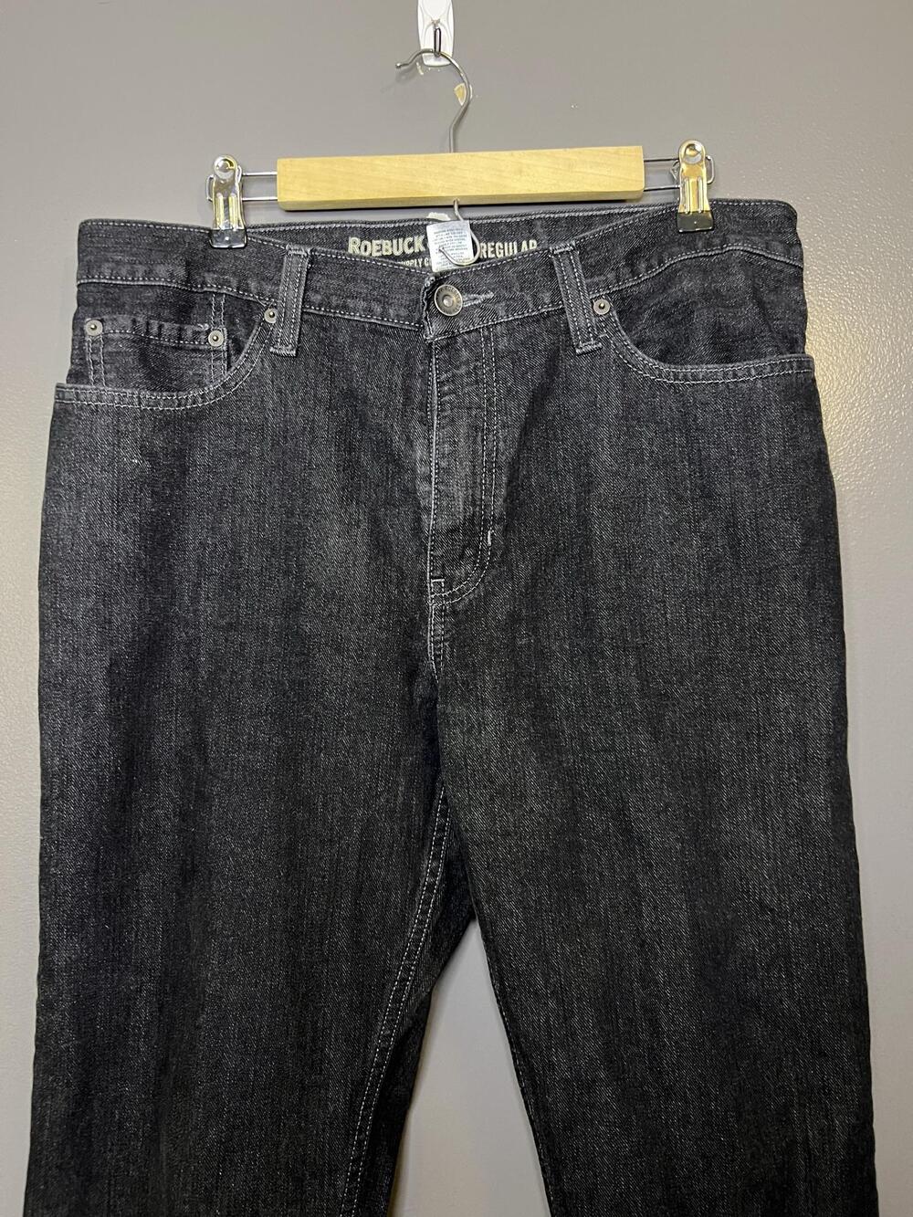 Roebuck & Co. Jeans Mens 34x32 Black Regular Fit Straight Leg Denim Dark Wash